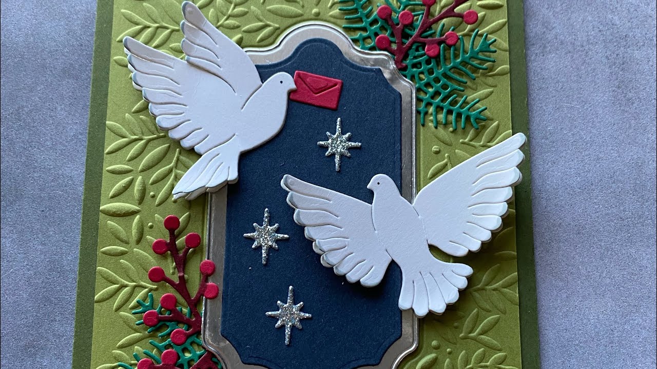 Christmas card, using, Peace on Earth die set with Brightest glow for sentiments