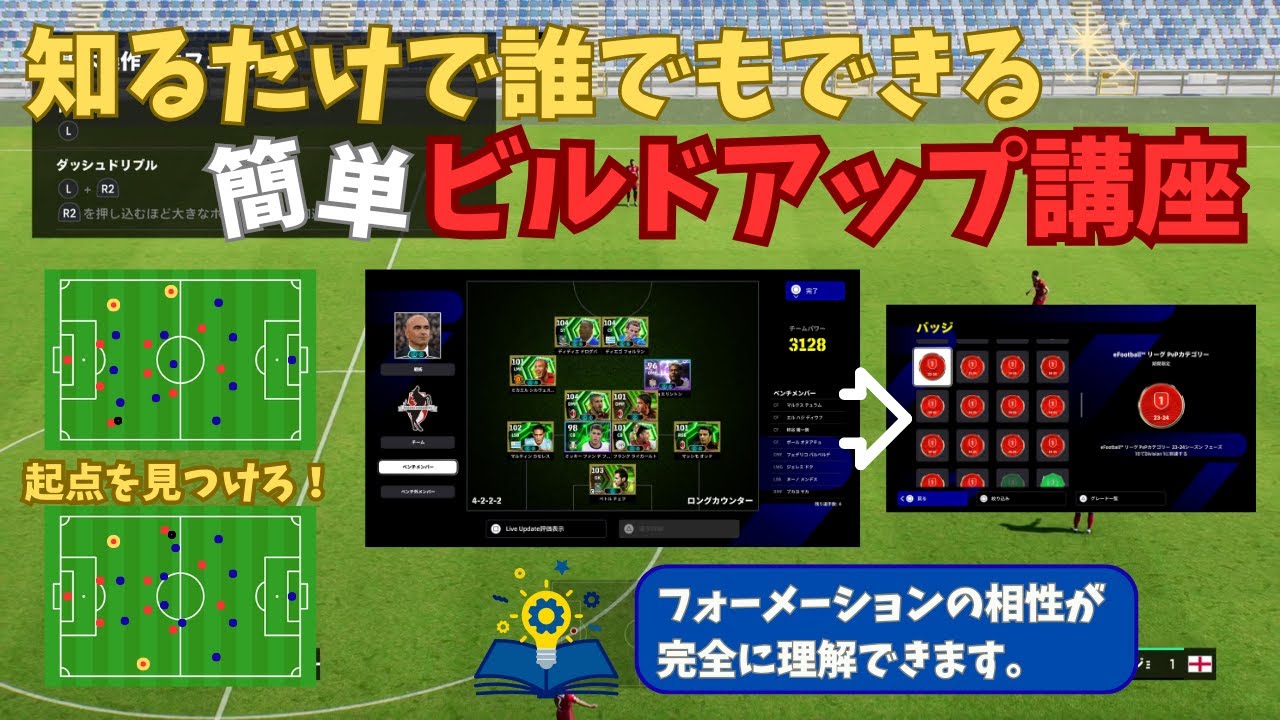 【知るだけで勝率UP】イーフトのビルドアップ講座！フォーメーションの相性が理解できます。