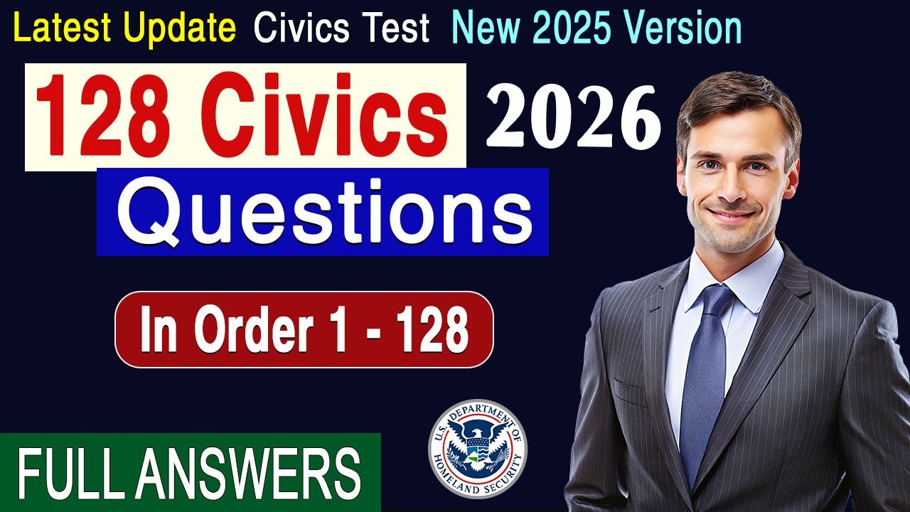 [Последнее обновление USCIS] 128 вопросов и ответов по обществознанию, версия 2026 года | В поряд...