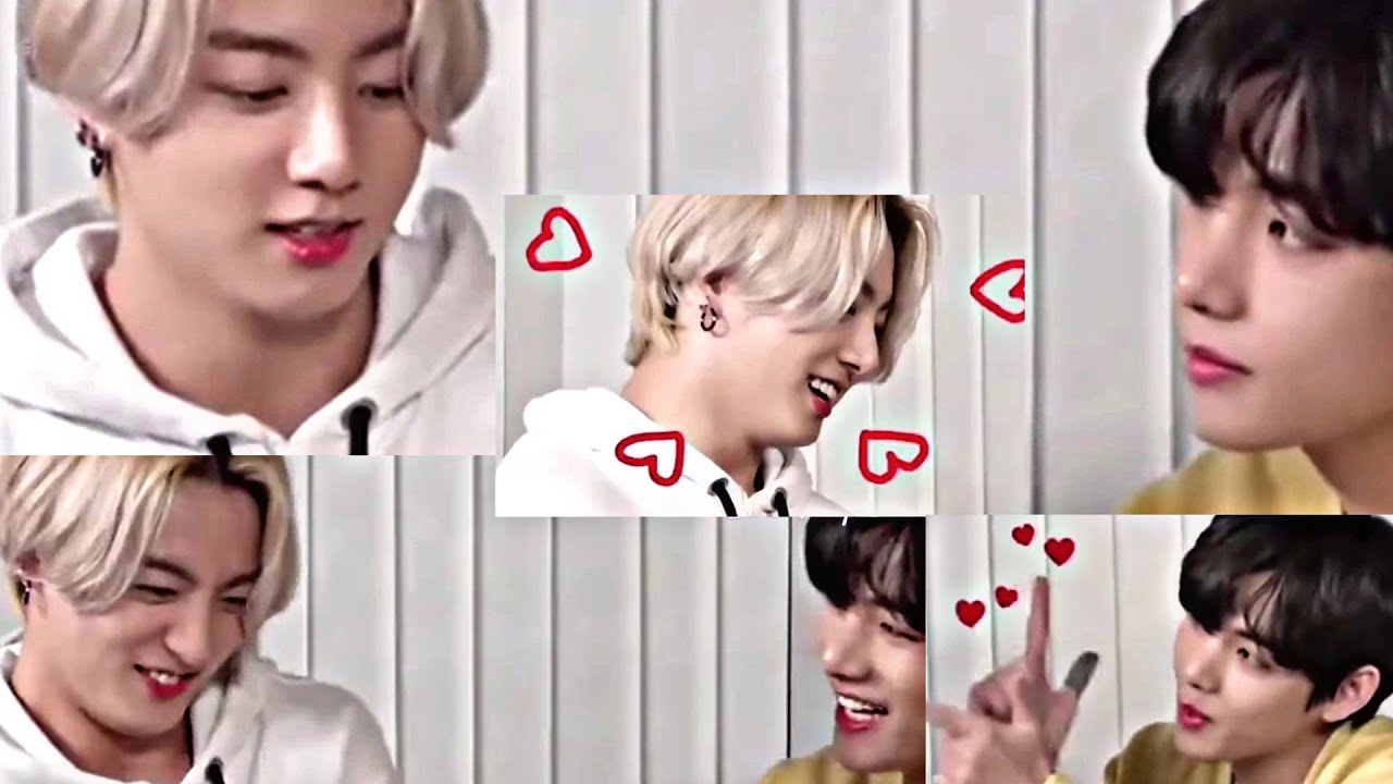 Когда Ви играет с волосами и с нетерпением ждет улыбки Jk's & Taehyung любит отдыхать на его плече.