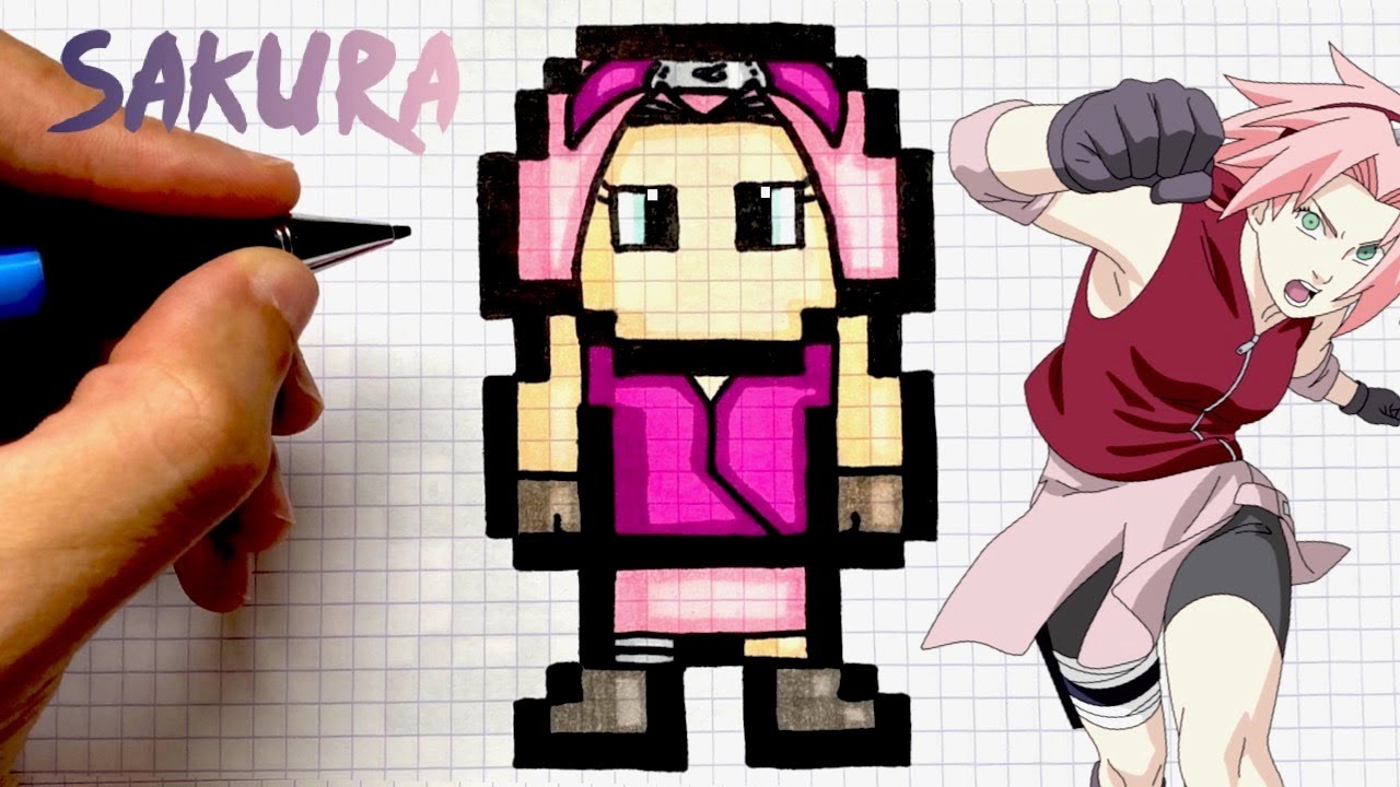 TUTO DESSIN SAKURA PIXEL ART NARUTO