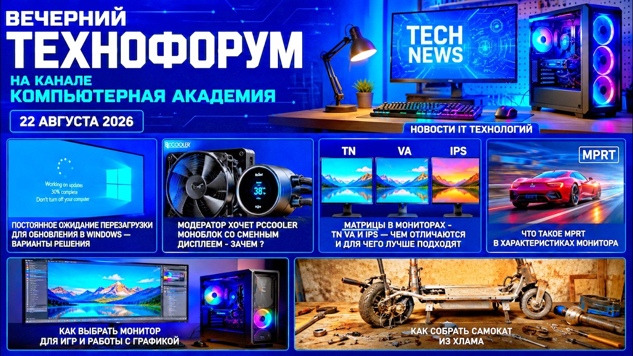 Вечерний технофорум на канале Компьютерная академия 22 августа 2026