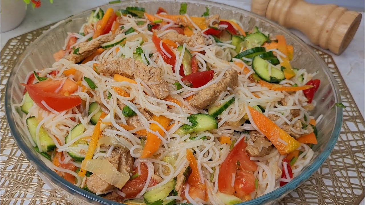 ЭТОТ САЛАТ БЕСПОДОБЕН! Не надоедает. Фунчоза с курицей.