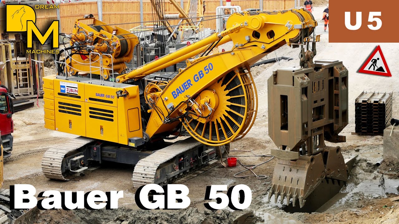 genialer Greifer BAUER GB50 niedrige Durchfahrtshöhe gräbt Tunnel unter Brücke! 4K 🚧🚇K 👨🏽‍🔧🛠