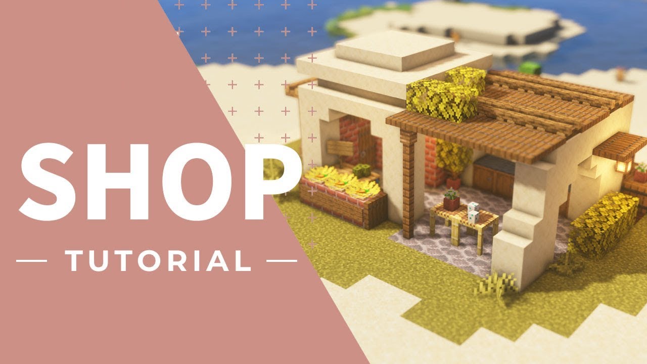 【マインクラフト】雑貨屋風のお店の作り方(砂漠建築)
