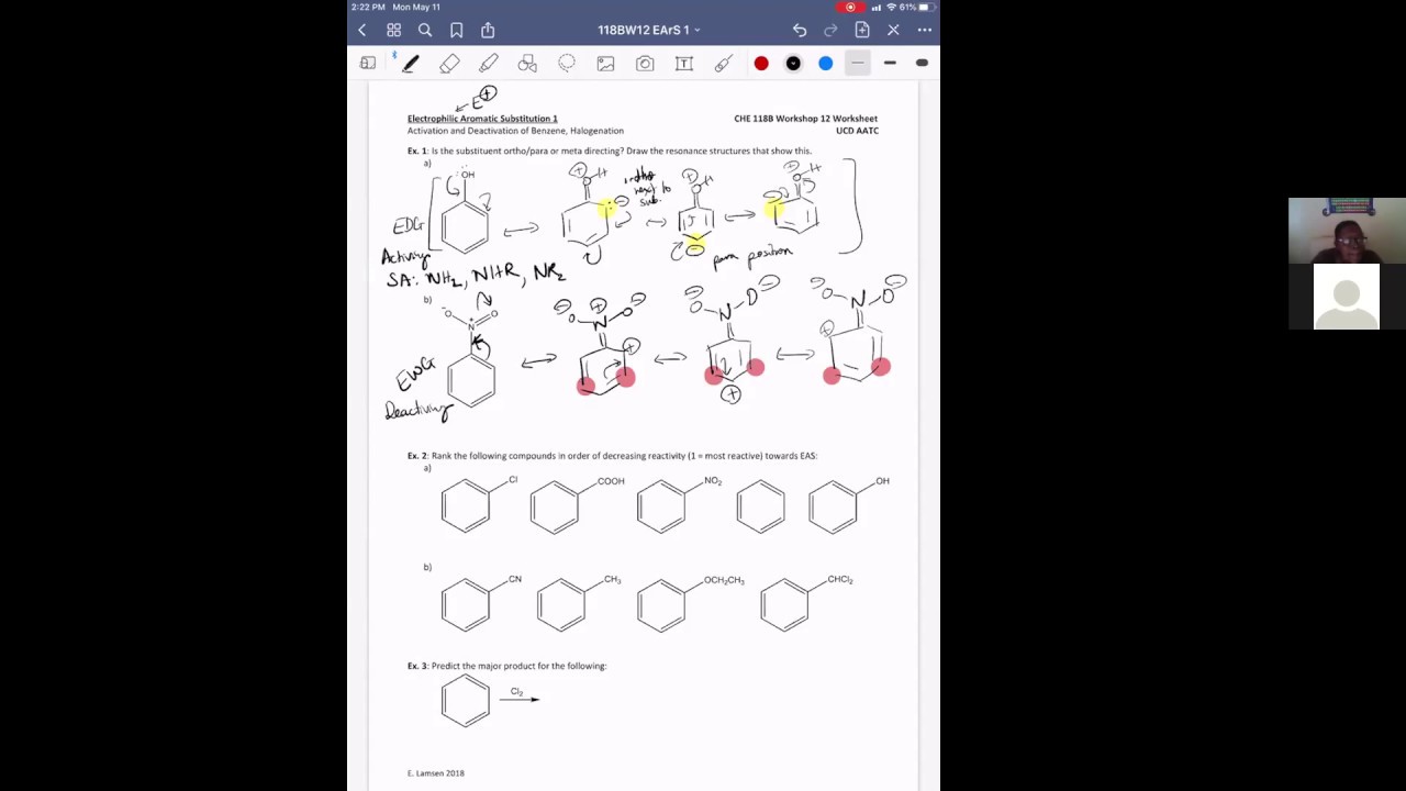 Chem 118B Aromatic Electron Withdrawal and Donation