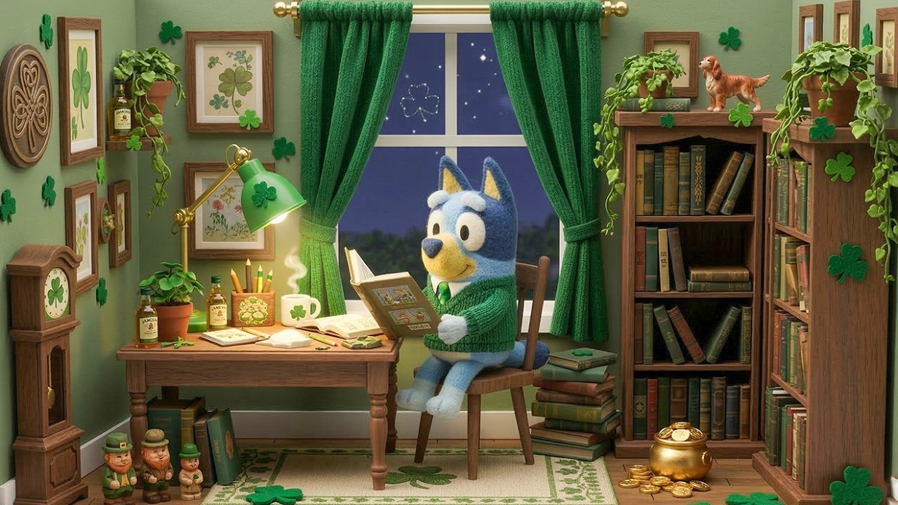 🍀 Bluey St. Patrick’s Day Cozy Night | Calm Lofi Jazz for Study, Sleep & Chill