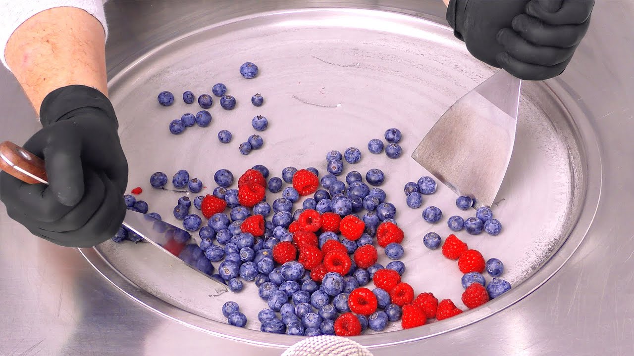 Berry ASMR | Blueberry & Raspberry Ice Cream Rolls