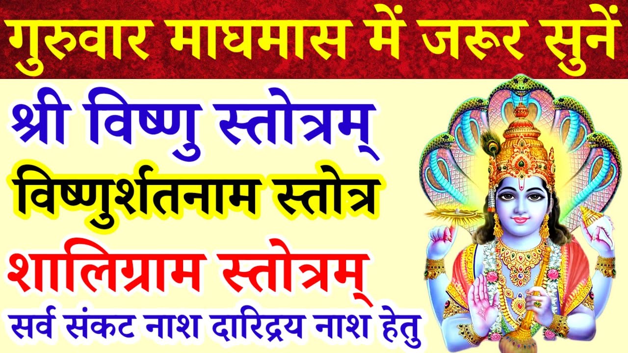 गुरुवार माघमास में सुनें|विष्णु स्तोत्रम्|विष्णुर्शतनाम स्तोत्रम् शालिग्राम स्तोत्र|समस्त कामना हेतु