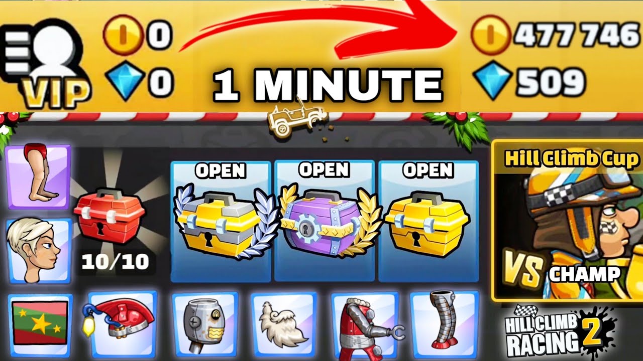Hill Climb Racing 2 - All chest opening + Boss level + VIP + public event rewards (sky Rock Samba)