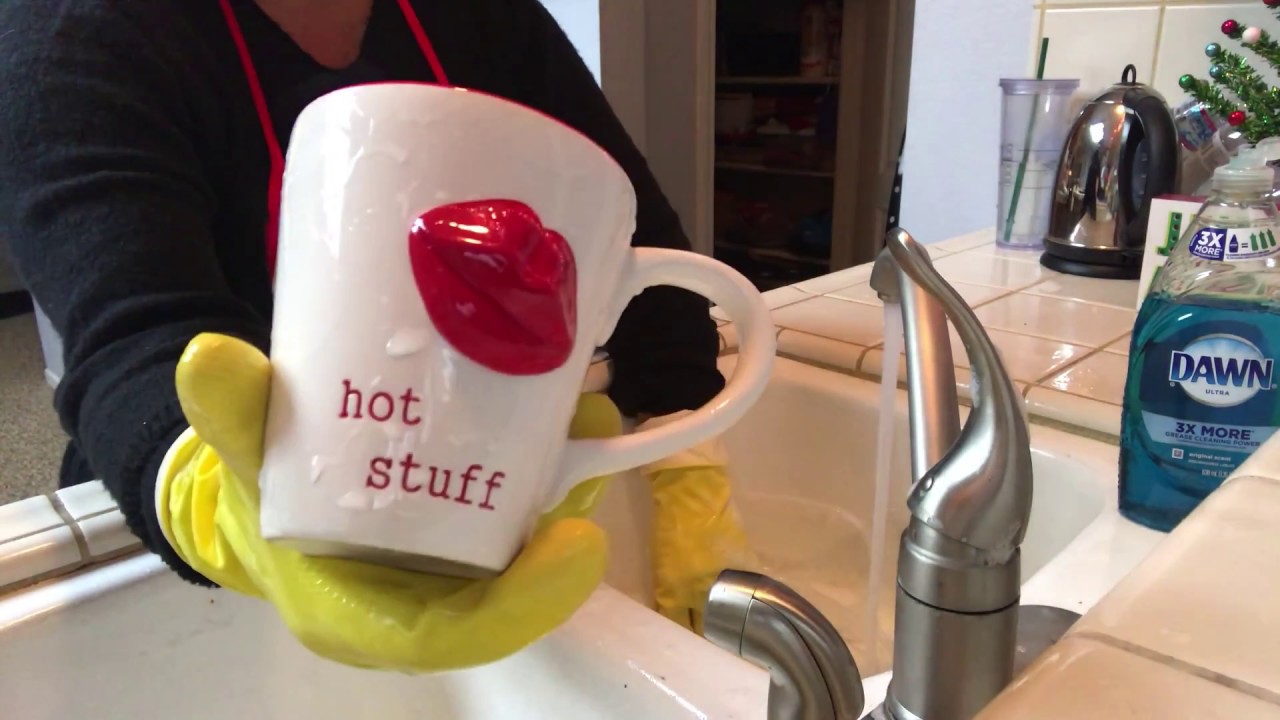ASMR Washing Dishes with Yellow Gloves