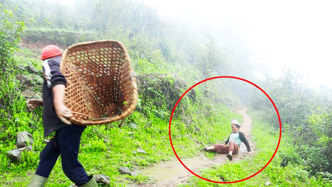 jungle man wife wants to fight with him but she falls on street || @junglefamily