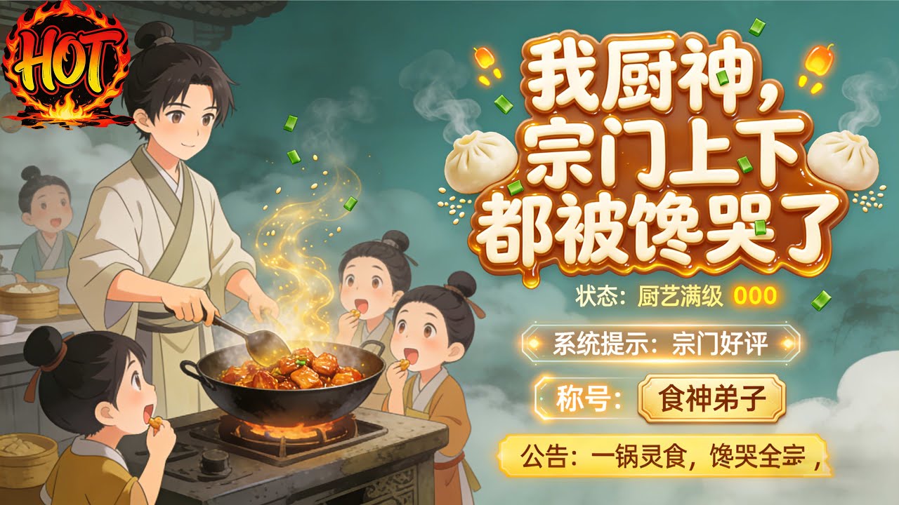 ✨【强推】《我厨神，宗门上下都被馋哭了 》1--60集穿越修仙界竟还是伙房杂役。苦等半月“最强厨神系统”终于觉醒——我怒摔锅铲“在这飞天遁地的世界当厨子#穿越 #末世 #异能 ##动态漫画# 漫野推文