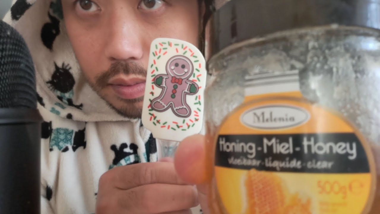 ASMR HONEY FINGER LICK, SPATULA LICK & BOWL LICK