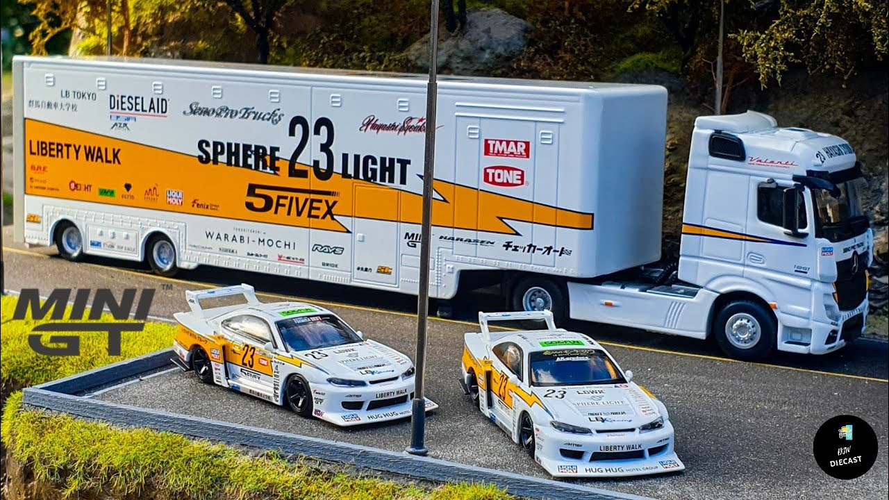 Mercedes Benz Actros Racing Transporter LB Racing Nissan Silvia S15 by Mini GT | UNBOXING and REVIEW