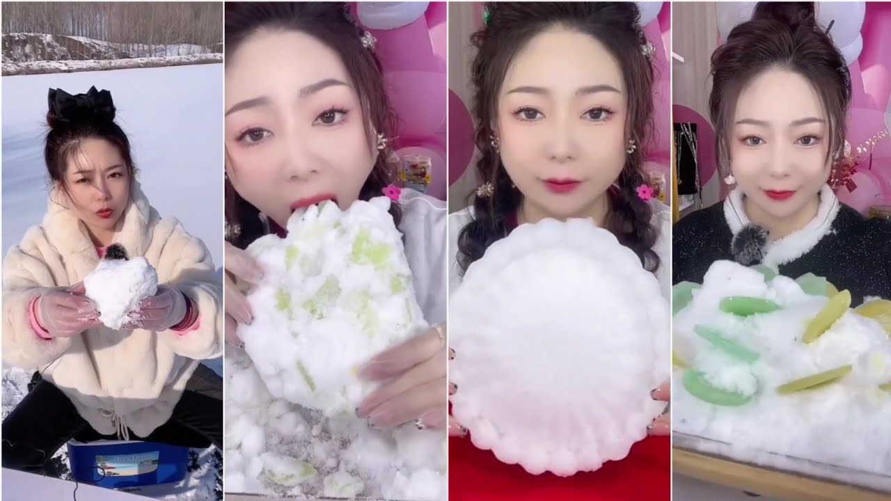 WHITE ICE EATING ASMR 💙 ICE EATING ASMR 💙 Snow-white ASMR 💙