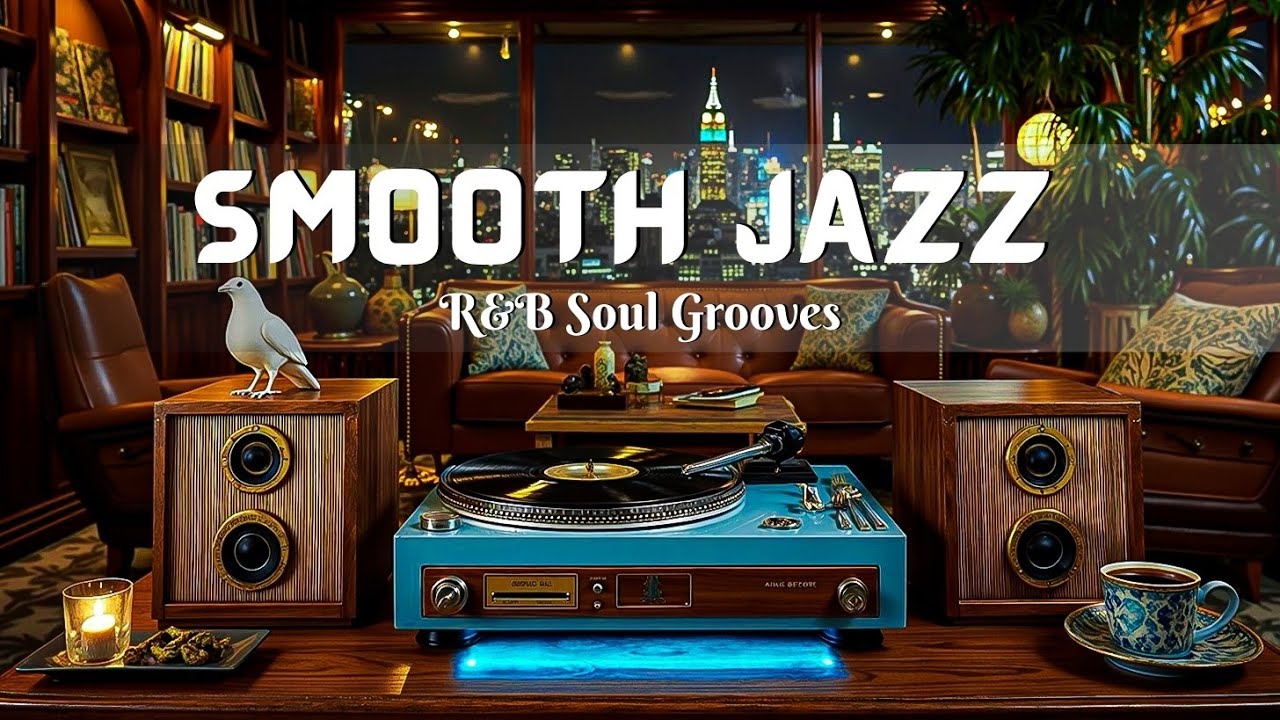 Smooth Jazz Saxophone & R&B Soul Grooves | Ночной чилл с винилом, городской пейзаж 🌃