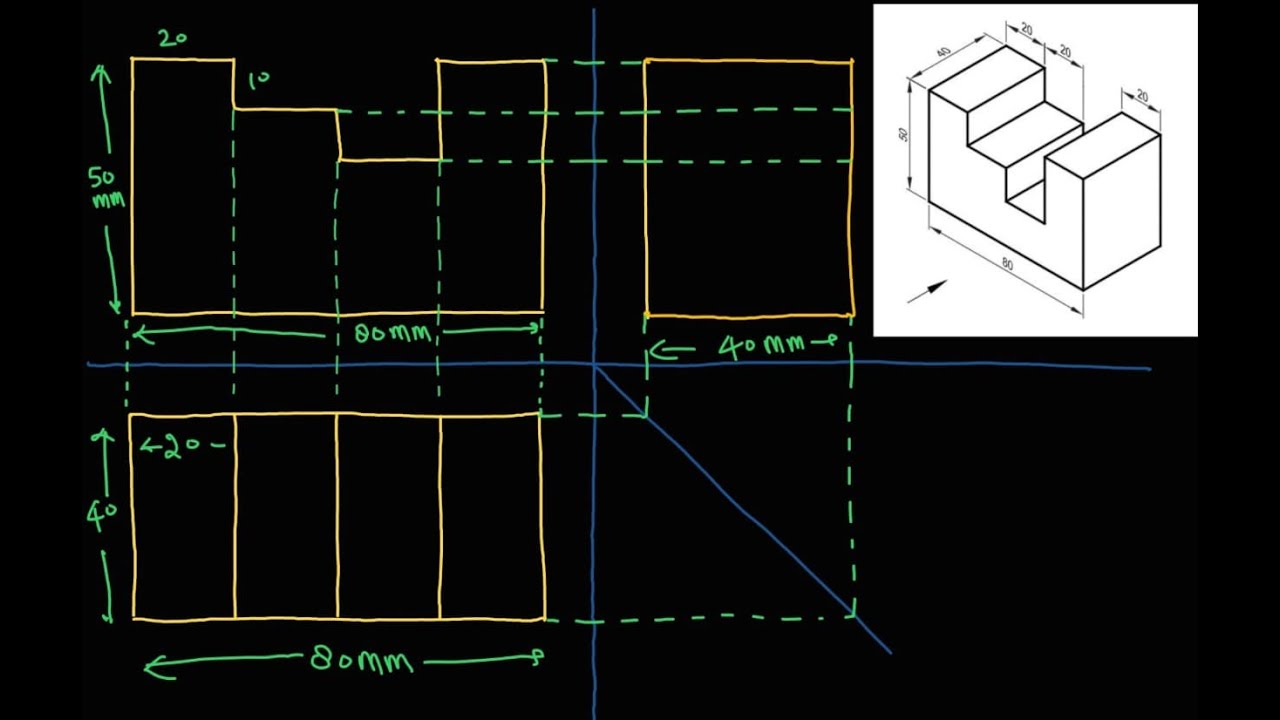 Isometric to Orthographic Projection