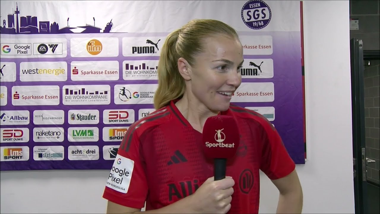 Interview with FC Bayern München player Glódis Viggosdottir after the Womenbundesliga match at Essen