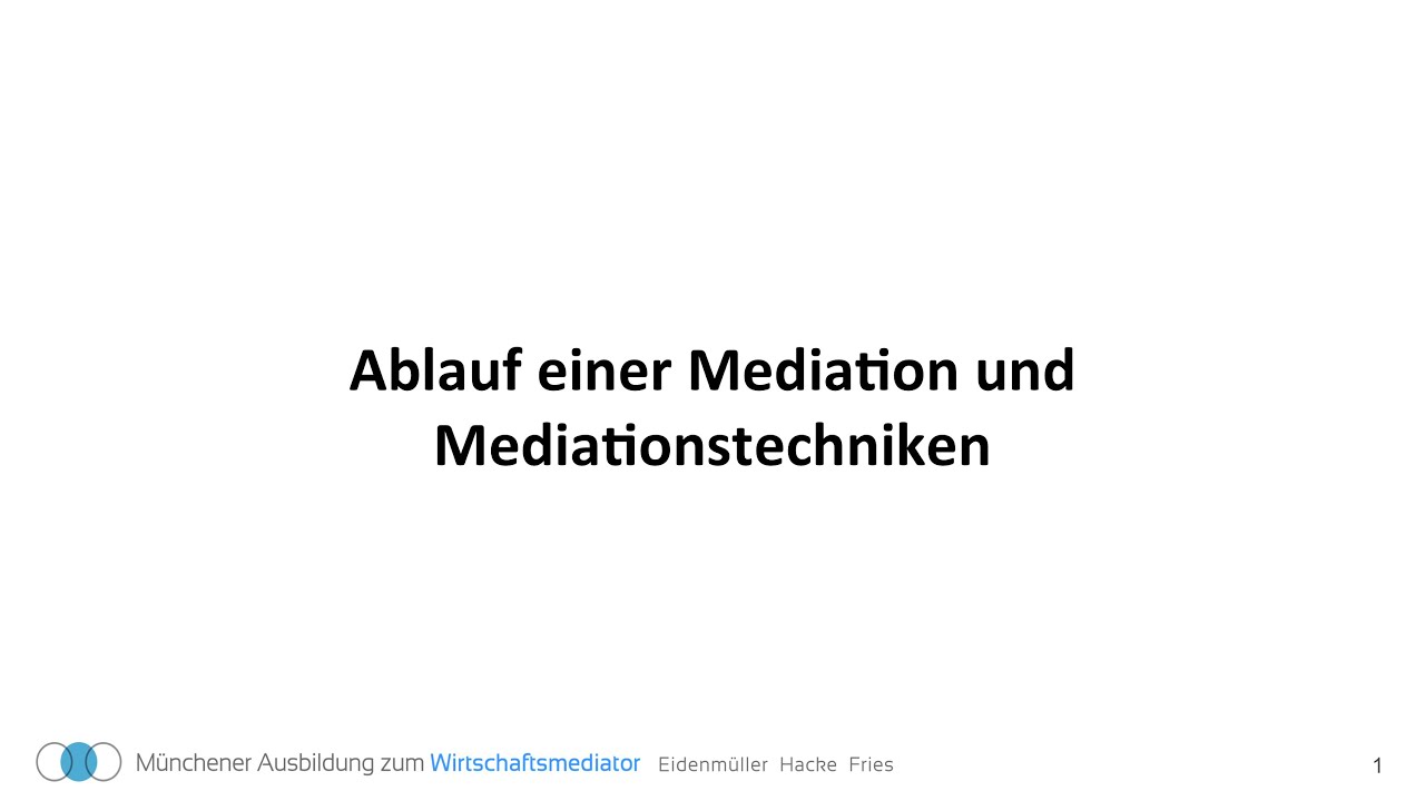 Ablauf der Mediation und Mediationstechniken