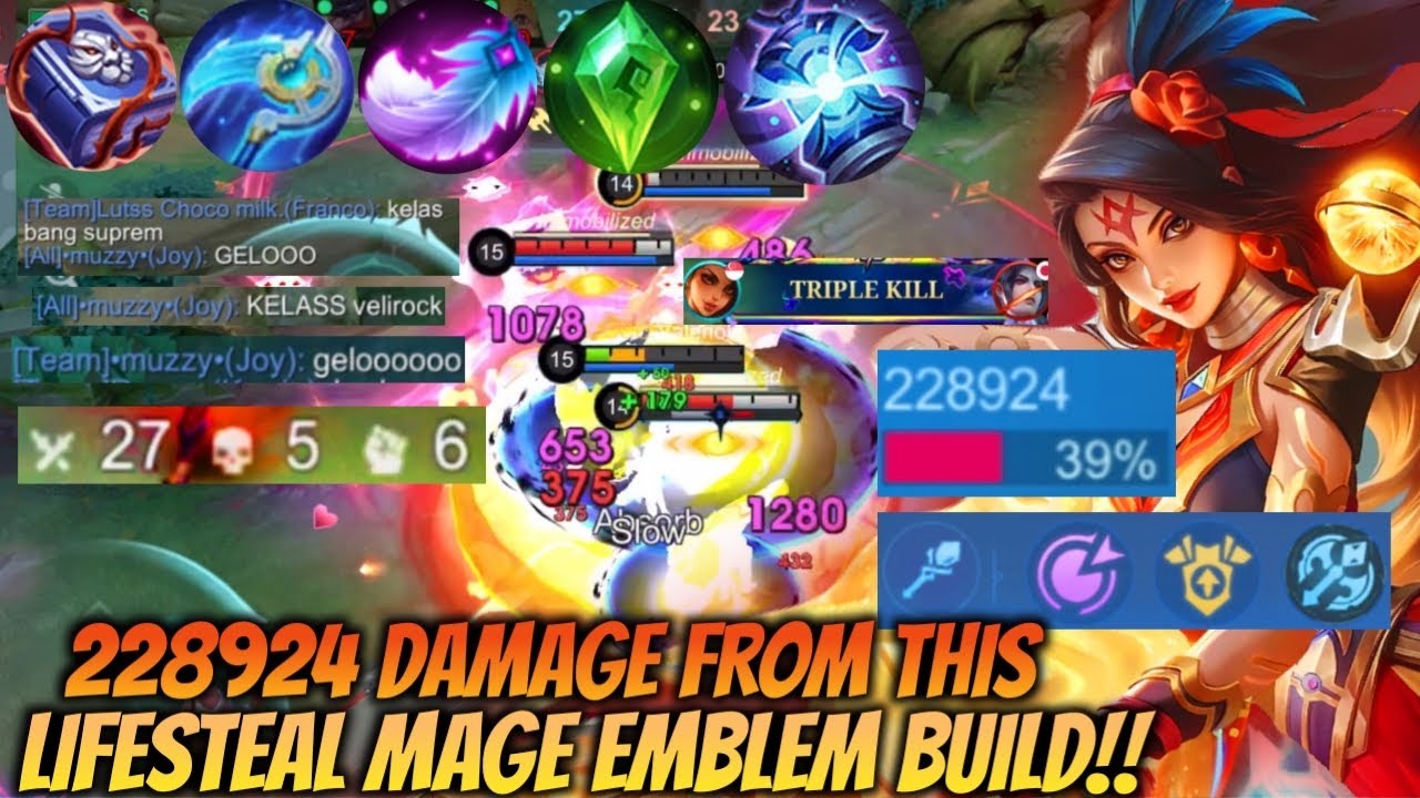228,924 DAMAGE + 27 KILLS!! | ESMERALDA LIFESTEAL AND MAGE EMBLEM COMBO BUILD! INSANEE GAME! | MLBB