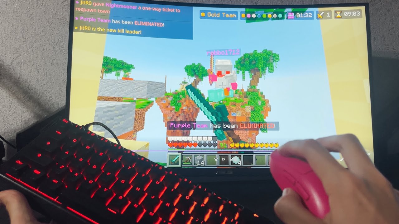Hive Bedwars With Handcam on KEYBOARD & MOUSE (Mobile Player)