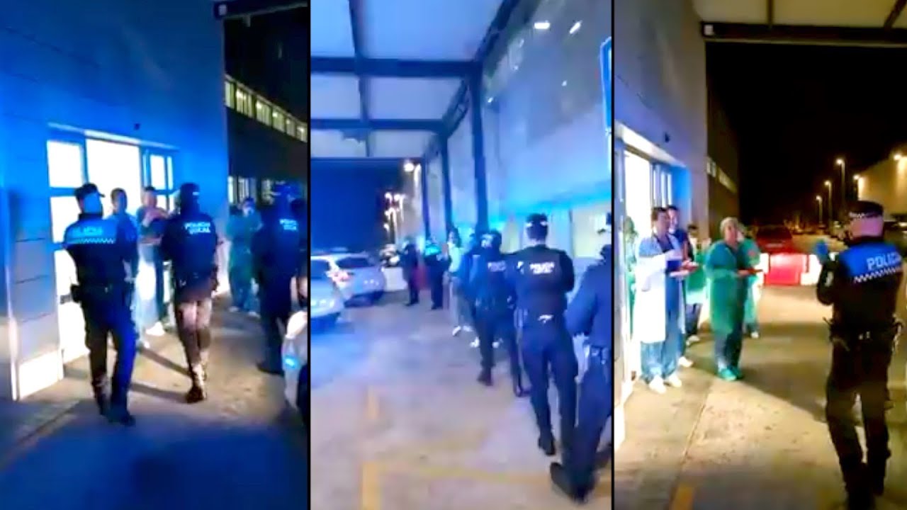 Un dulce homenaje de los policías a los sanitarios que acaba en aplauso mutuo