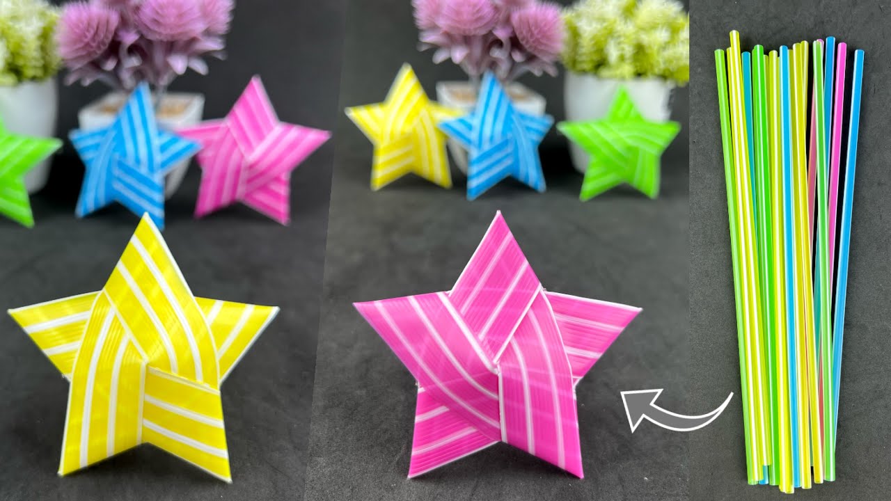 DIY Stars from Plastic Straws . พับดาวจากหลอด