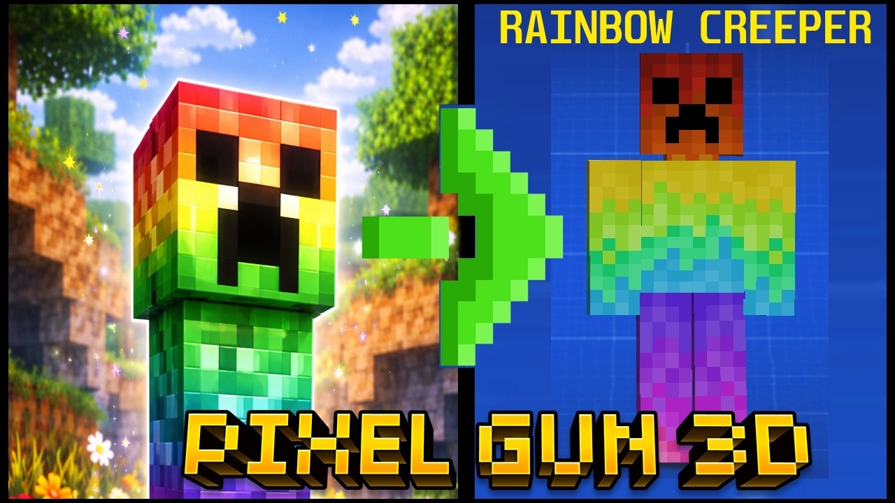 How to make a Rainbow Creeper Skin in Pixel Gun 3D