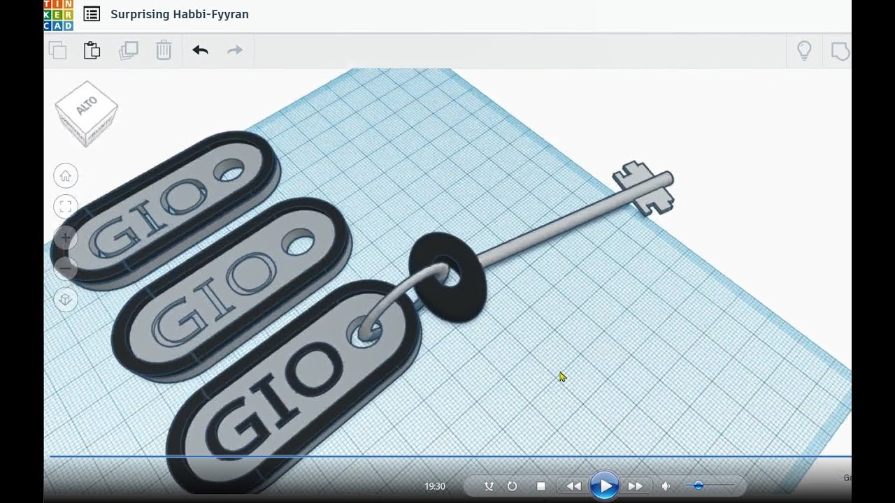 Tinkercad, tutorial, come costruire un portachiave con chiave