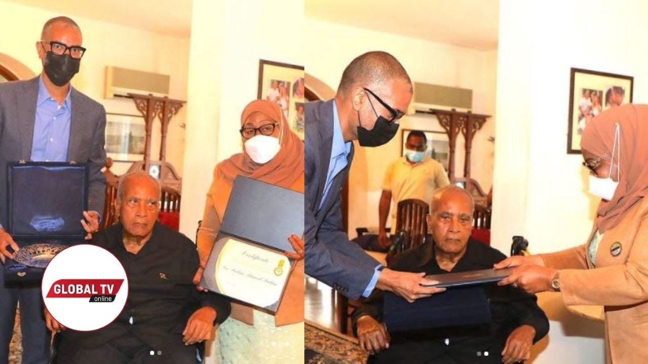 RAIS SAMIA AFIKA NYUMBANI kwa MSTAAFU DKT SALIM AHMED, AMKABIDHI RASMI TUZO ya MISRI..