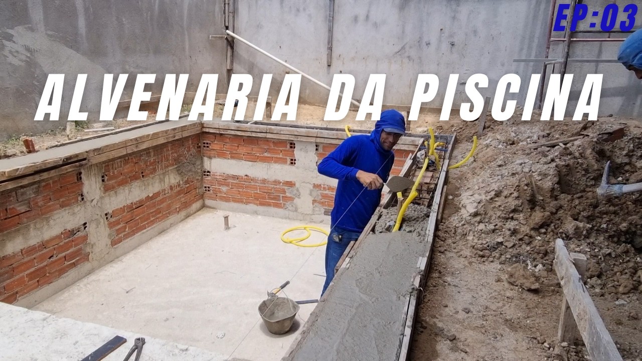 Como fazer a alvenaria da piscina vídeo passo a passo Ep;03