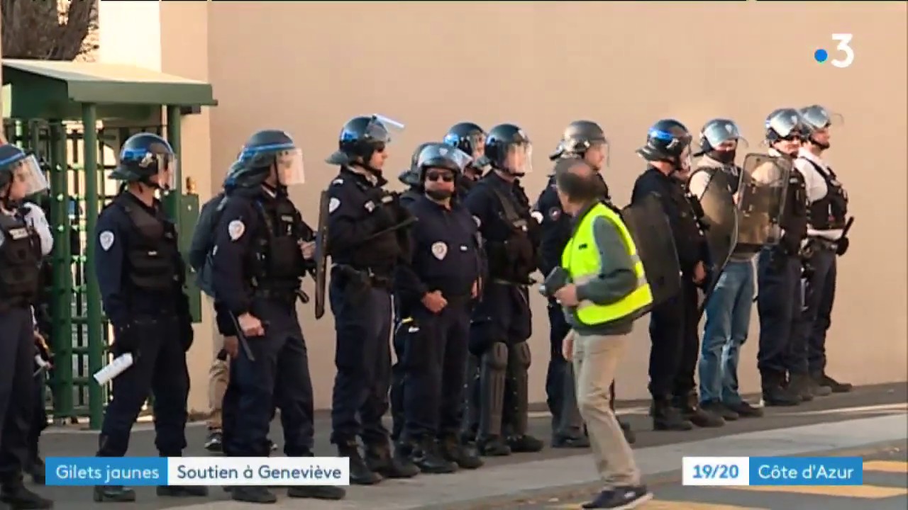 20e journée de manifestation des gilets jaunes à Nice en soutien à Geneviève Legay
