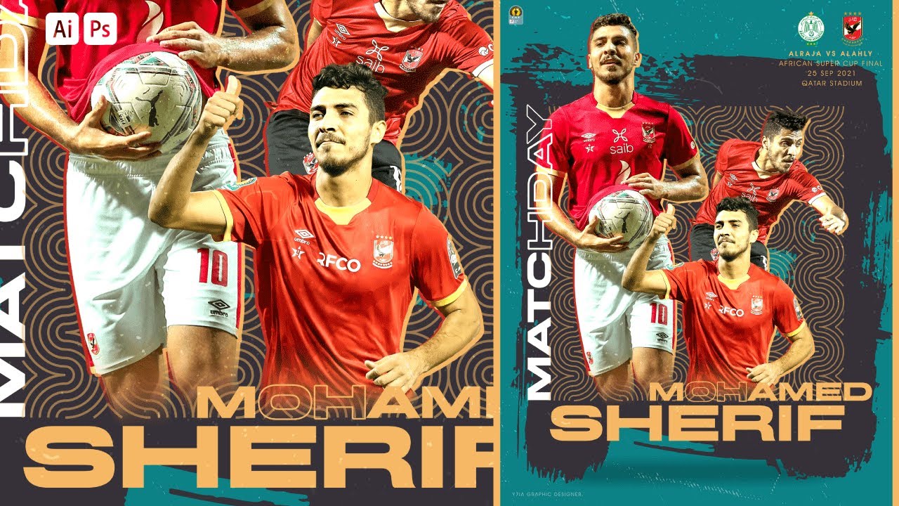 Alahly vs Alraja African super cup Matchday Poster Design | تصميم بوستر النادي الاهلي