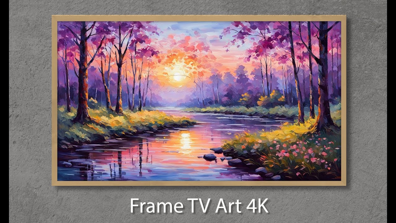 Frame TV Art 4K : Landscape River Sunset Painting S1