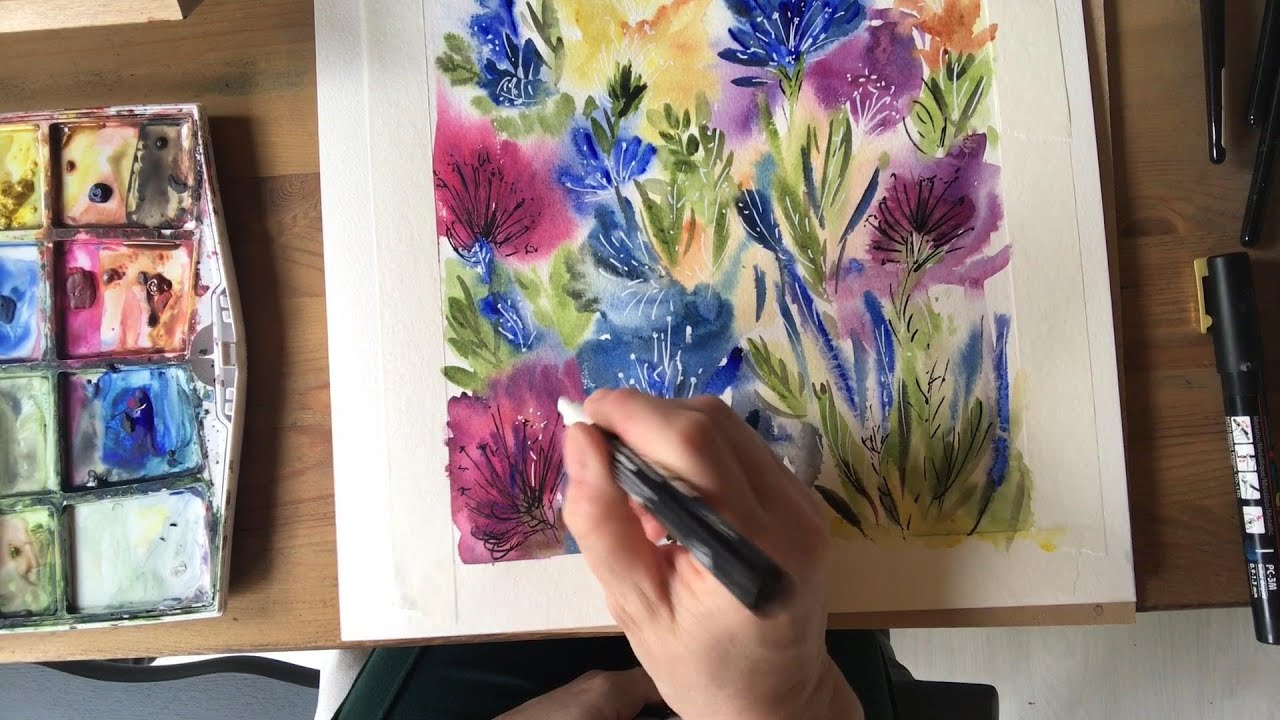 How to Paint Loose Watercolour Iris Flowers