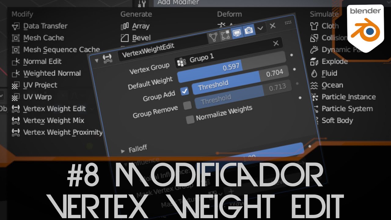 #8 Vertex Weight Edit en Blender 2.9 - Modificadores Blender