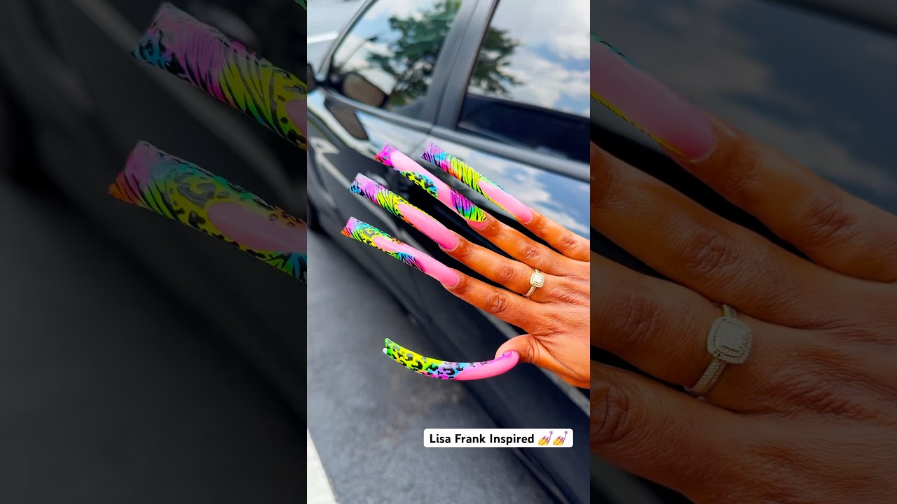 Lisa Frank Inspired#lisafrank #asmrvideo #simplenails #nailart #blingnails #nailvlog #summeronshorts