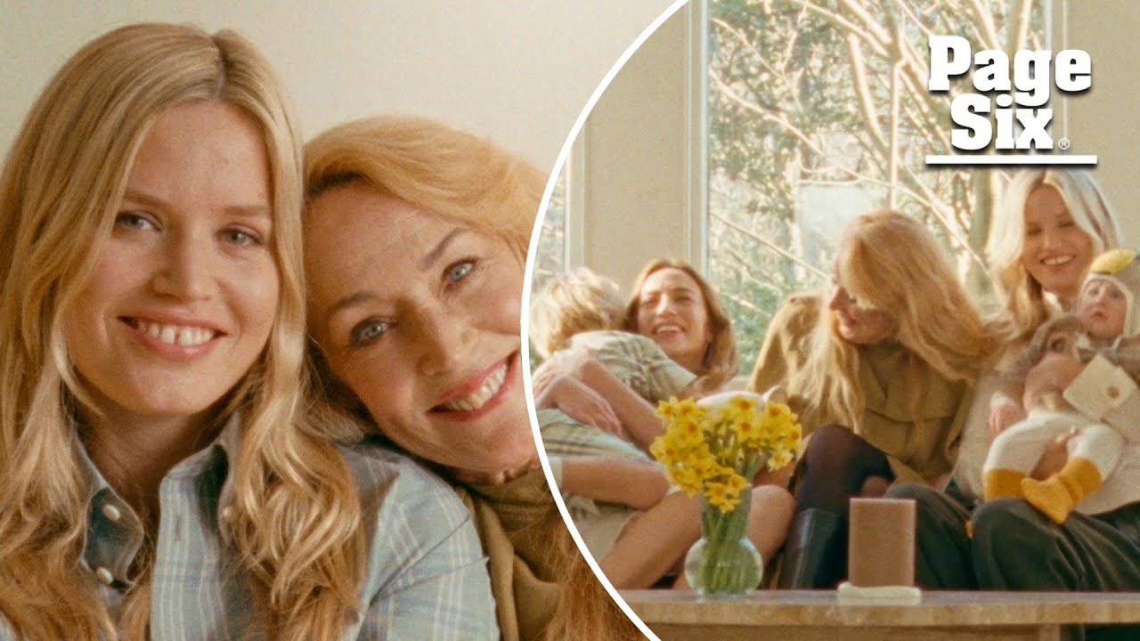 Jerry Hall with daughters Georgia May & Lizzy Jagger + grandchildren, for Burberry Mother&rsquo;s Day ad