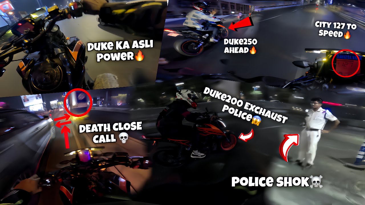 DUKE !127 KM/H High Speed🔥 & Death Close Call! 💀🔥!! Exhaust Sound  police Shok☠️ @Rawat04rider 