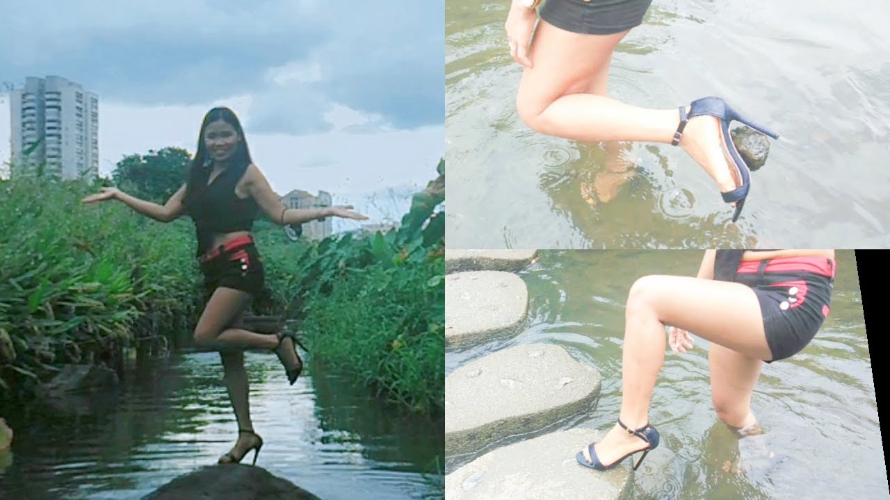 Walking in the River with The High Heels