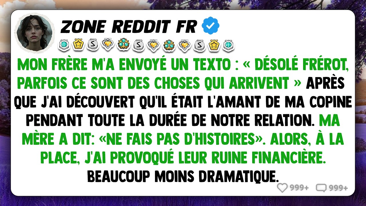 Mon frère m'a envoyé un texto : « Désolé frérot, parfois ce sont des choses qui arrivent » après...