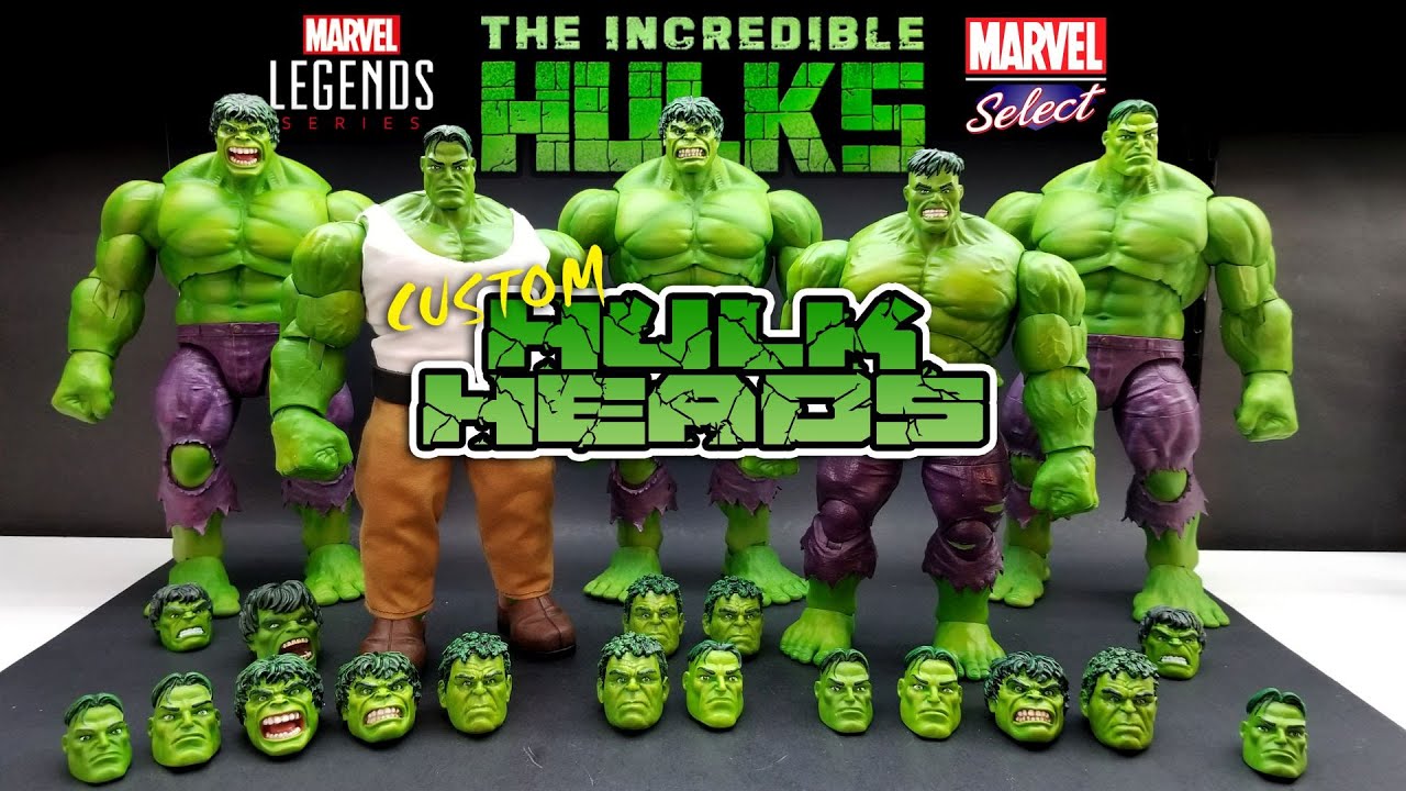 Пользовательские головы Халка Marvel Select/Legends — Smart Hulk, Face-off Hulk, Toybiz