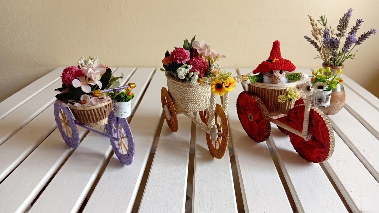 Bicicleta Decorativa com material Reciclável pra guardar seus Amigurumis!!