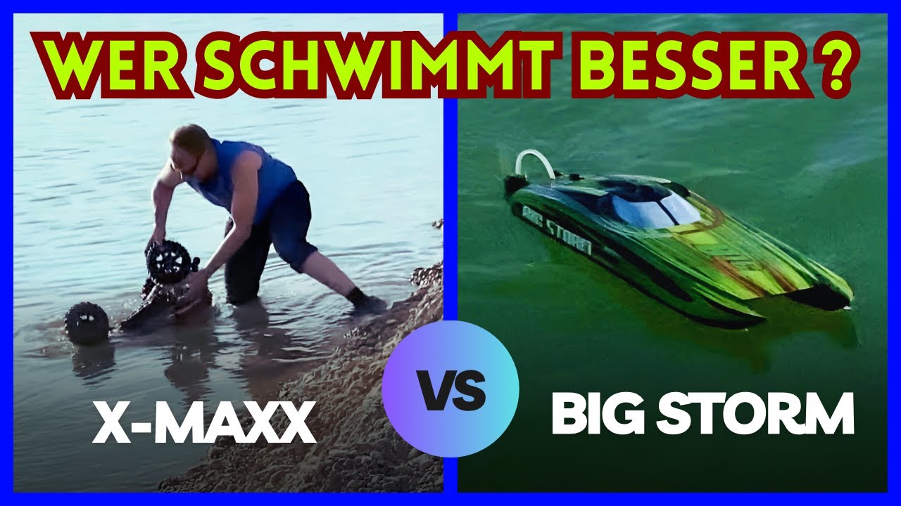 Traxxas X-MAXX landet im SEE und die Amewi BIG STORM macht fette Wellen!