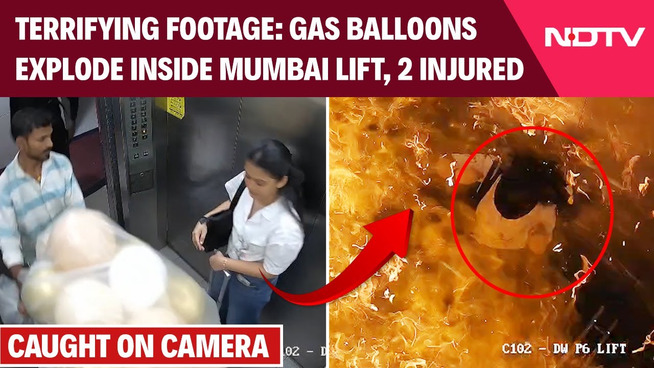 Mumbai News | Terrifying CCTV Footage: Gas Balloons Explode Inside Mumbai Elevator, 2 Injured