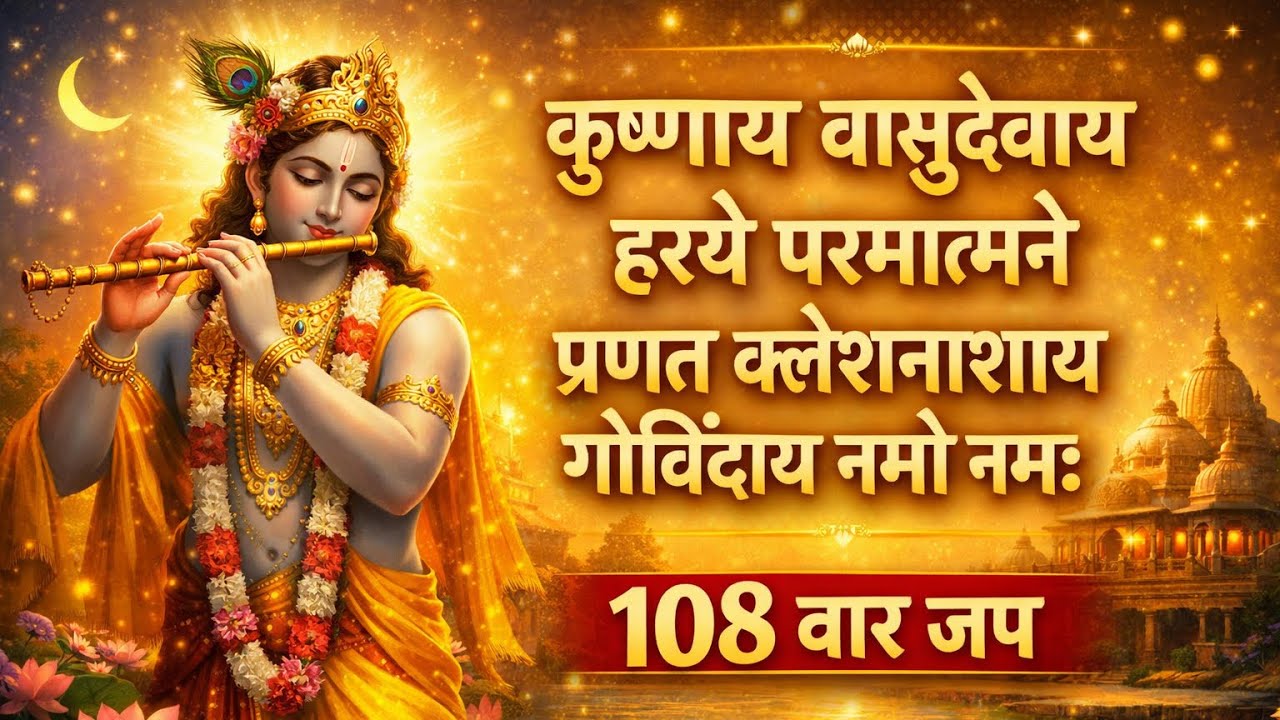 कृष्णाय वासुदेवाय मंत्र 108 बार | Powerful Krishna Mantra Chanting | शांति और सुख के लिए