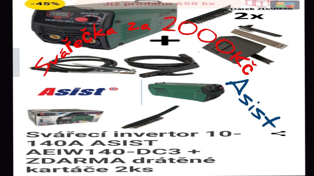 Levná svářečka Asist za 2000Kč Asist AEIW140-DC3 Recenze