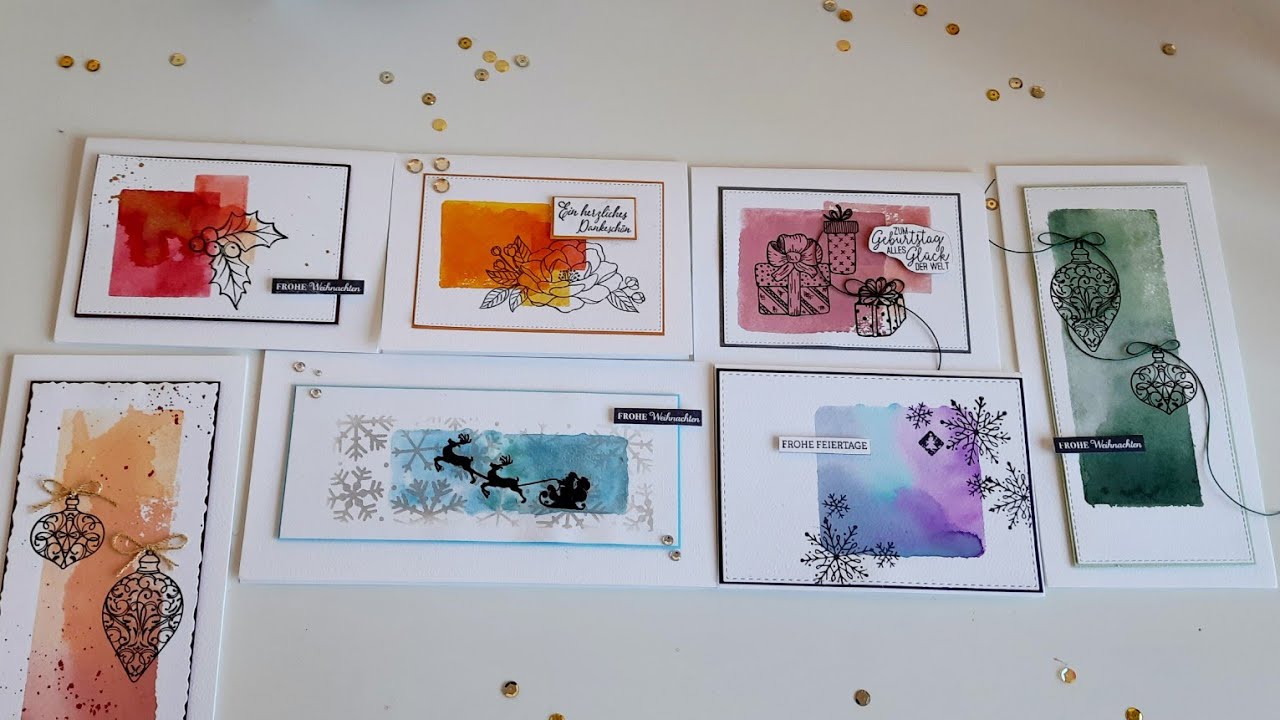 schnelle Karten mit Aquarellhintergründen, Karten aus Aquarellpapier von Action
