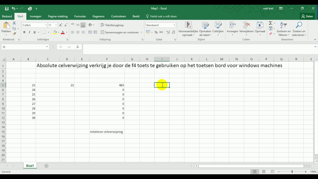 Absolute celverwijzing Excel MS